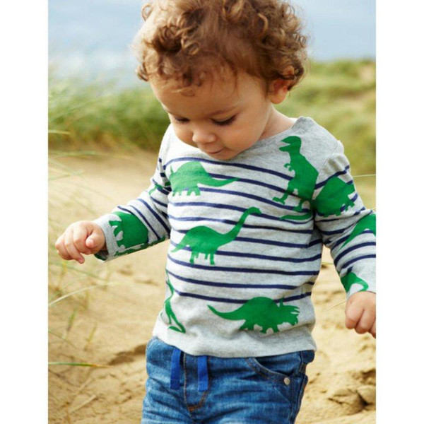 Boys T-shirt Kids Boys Tee Baby Boy Spring Autumn T shirts Children Long Sleeve 100% Cotton Cars Trucks Stripes Baby Clothes