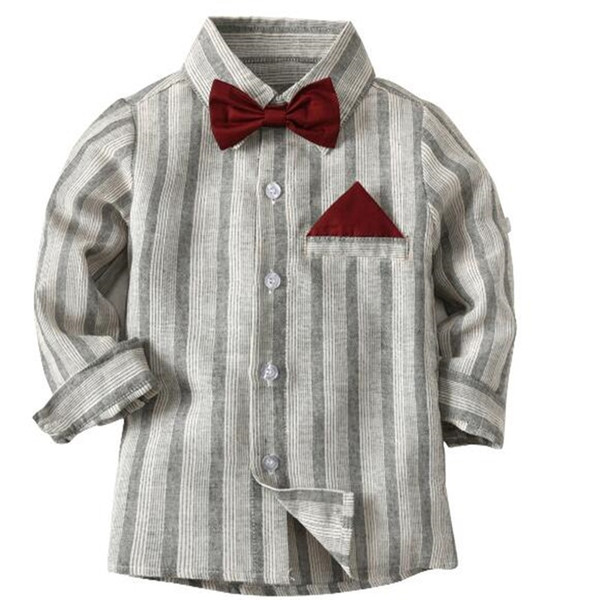Boys Striped Shirt children 2018 European and American new Zhongda children shirt shirt foreign trade long sleeved shirt.