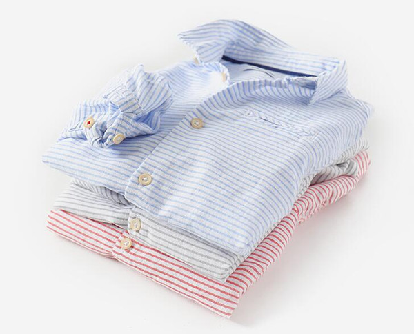 Boy Linen Shirt Baby Long Sleeve Shirt Stripe Cotton Linen Children's Spring Garment 2019 New Kids'Wear