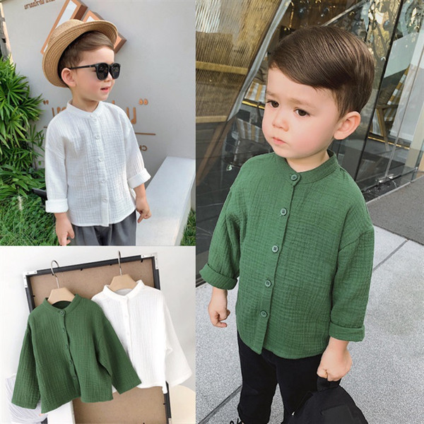 2019 new style springtime hot-sale products Boy's long-sleeved shirt fashion Button design Flip collar comfort 2colour