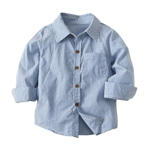 2019 new Striped Baby Boys Blouse Shirts Long Sleeve Turn Down Collar Baby Clothes Cotton Fashion Baby Shirts