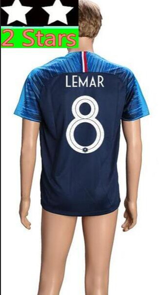 MBAPPE 8 Lemar 16 Mandanda 2 Stars World Cup Jerseys Custom Name 2018 DEMBELE KANTE GIROUD THAUVIN Soccer Jersey Men football shirt