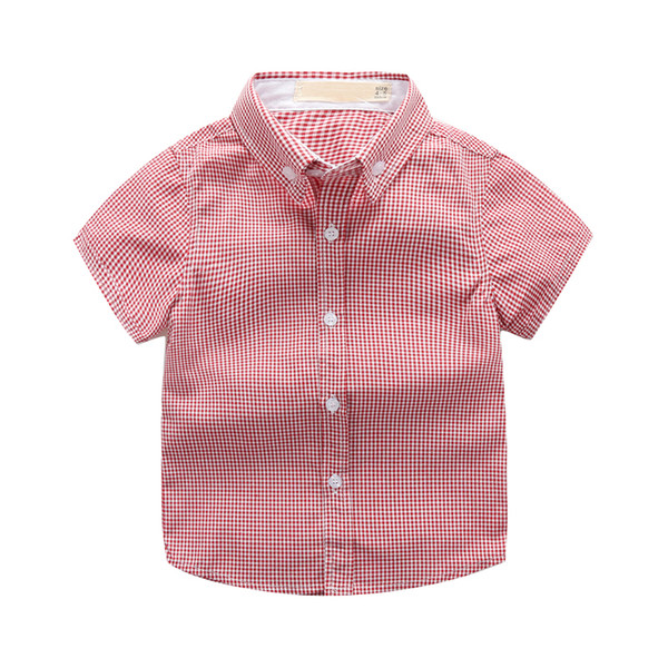 Plaid Boy Shirt Summer Summer Casual Short Sleeve Turn-down Collar Kids Shirts For Boys Children Blouse