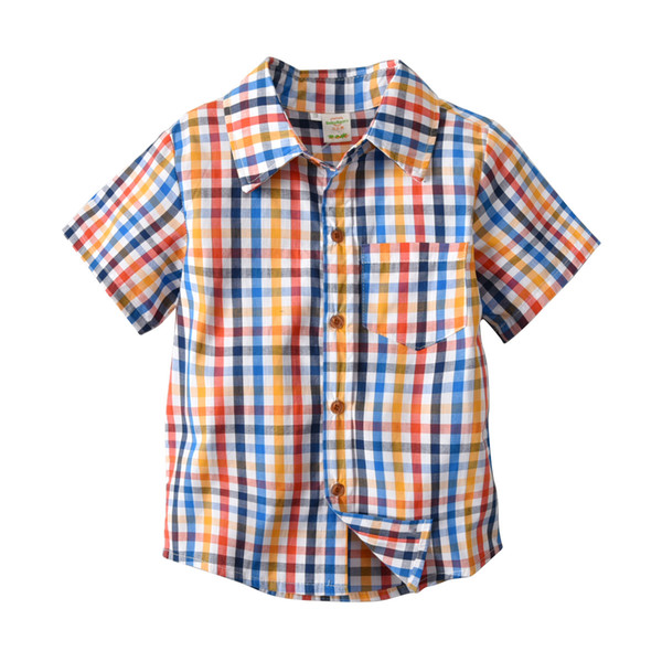 Kids Plaid Shirts For Boys Short Sleeve Plaid Blouses Spring Tops Blouse Outfit For Babies Casual Shirts
