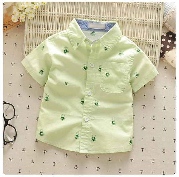 Fashion style Children's wear children's short short sleeve woven fabric and printed shirt and good finish hem of clothing summer W17JS200
