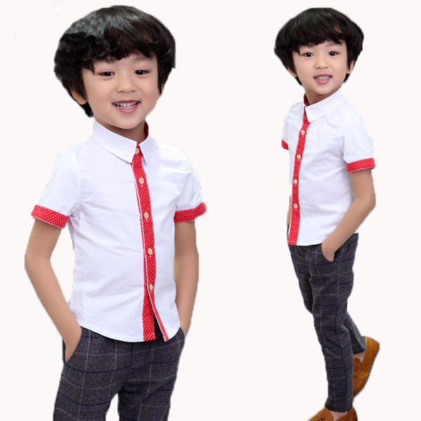 ew child shirts 100% cotton High Quality Baby Prom Shirts Handsome boys Long-sleeve Shirt with Polka-dot Print 2-10Years