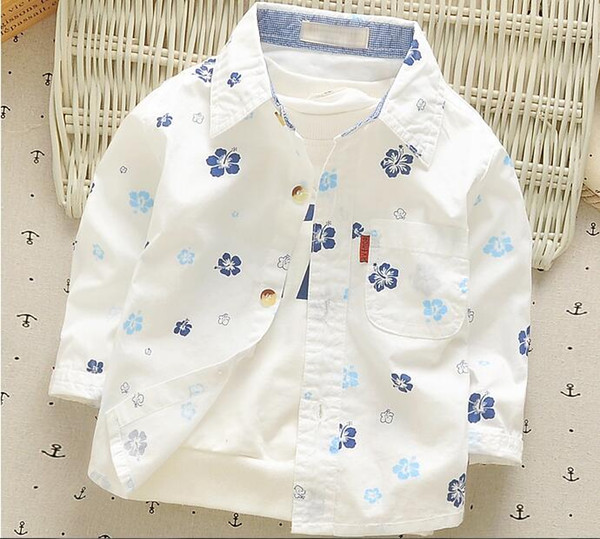 Fashion style Children's wear children's short long sleeve woven fabric and printed shirt and good finish hem of clothing summer W17JS197