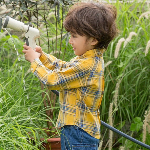 Spring Autumn Children's Wear Korean Fashion Boys Shirt Striped Plaid Long Sleeve Turn-down Collar Shirts Baby & Kids Clothing Shirt