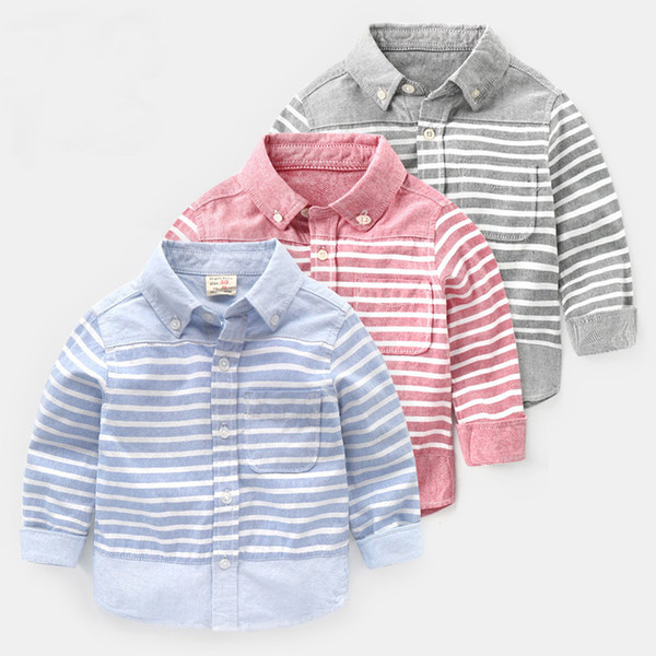 Boys Stripe Long Sleeve Shirt Spring and Autumn New Kids'Shirt Children's Cut Blouse