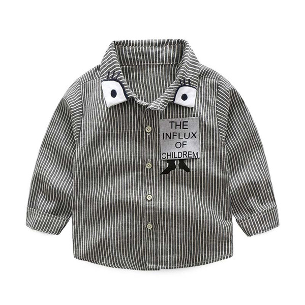 WEIXINBUY Baby Boys Shirts Coat Long Sleeve Turn-Down Collar Baby Shirts Strips Cat Shirts Kid\'s Blouses