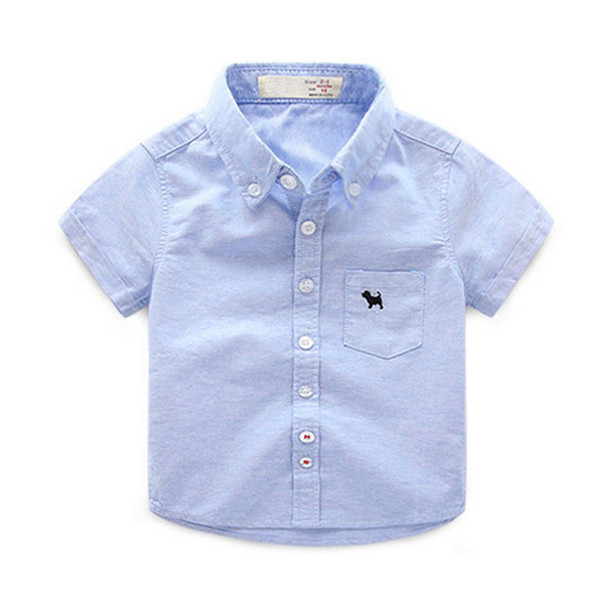 Baby Boy Shirts For Children 2019 Summer Short Sleeve Shirts Fashion Solid School Kids Boy Shirt Toddler Boy Blouses