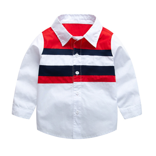 Color Boys Shirts European Style white Full Sleeve Casual School Uniforms Blouses Turn-down Collar