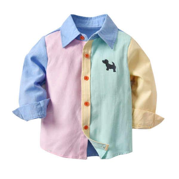 Boy Cotton Long-sleeved Shirt 2019 Autumn And Spring Korean Children's Clothing Solid Color Baby Shirt