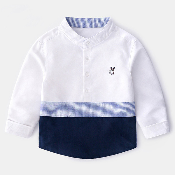 2019 Mixed Color Boys Shirts European Style Blue Pink Full Sleeve Casual Turn-0down Collar Baby Shirt