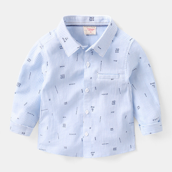Boy's Long Sleeve Shirt Pure Cotton Spring and Autumn Children's Shirt Baby 1-year-old 3-inch Stripe