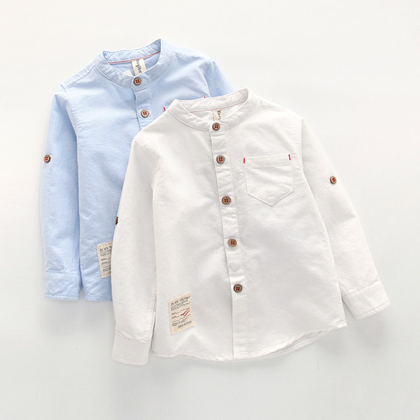Baby Boy Collar Shirt British Children Solid Cotton Tops New Long Sleeve School Blouse Kid Clothes White Shirts for Toddler Boys