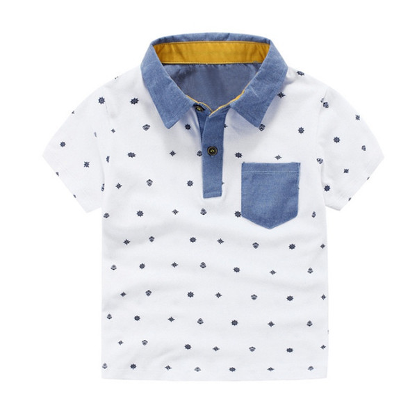 Baby Shirts Summer Simple Short Sleeve Boys Down Collar Shirts Children Printed Shirt Top Tees Kids Shirt Children Clothing