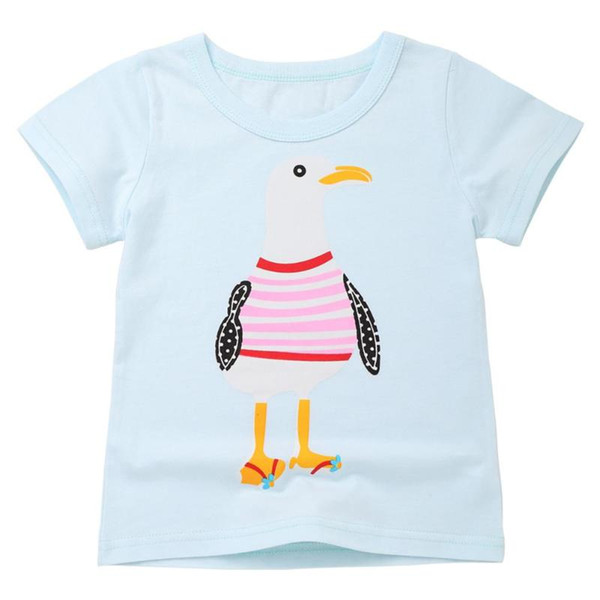 Summer Kids Basic shirt Cartoon Duck Print Daily Wear Casual Boys Short Sleeve Cotton O-Neck Tops