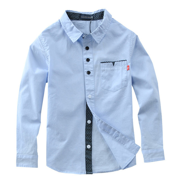 Children Boys Shirts Cotton 100% Solid Kids Shirts Clothing For 4-12 Years Wear school