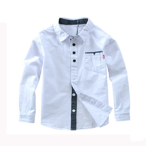 Boys Shirts Solid Pattern Kids Fashion Cotton Shirts Long Sleeve Spring & Autumn Children Clothes