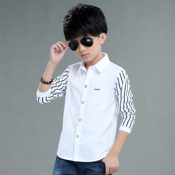 2019 autumn children's clothes boys shirts stripe long sleeve turn-down collar boy shirts for boys big kids causal shirts tops