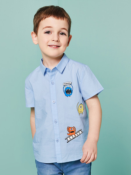 boys tshirt Children summer Cotton short sleeve Shirt Comfortable Sweet tShirts For boys White blue top tees