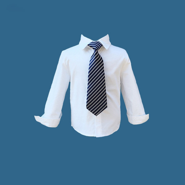Boys Dress Performance Shirt Children's Long-sleeved Performance Shirt England Black And White Large Children's Clothing Lining