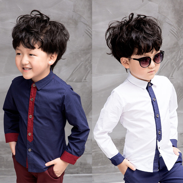 Spring Children's Clothes Boys Shirts Kids Long Sleeve Turn-down Collar Shirts for Boys Big Kids Causal Formal Shirts
