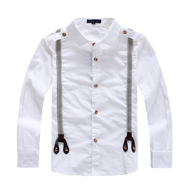Hot Sale Children Boy's Shirts Classic Solid White Cotton 100% Long sleeve Shirts for 3-12 years Kids wear