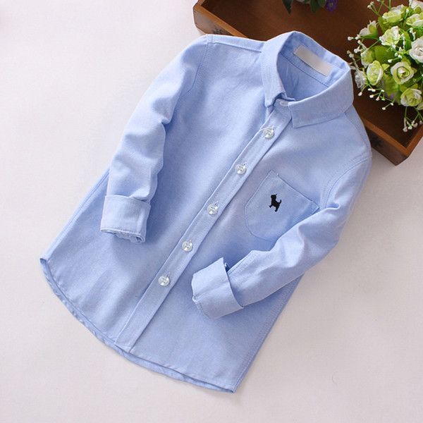 Kids Boys Shirts Autumn Long Sleeve Solid Todder Shirts For Boys Cotton Fashion Baby Boy Tops Children