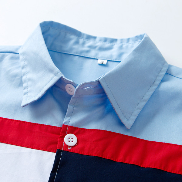 Boy's cardigan boy's gentleman shirt long sleeve red white blue contrast cardigan boy's shirt