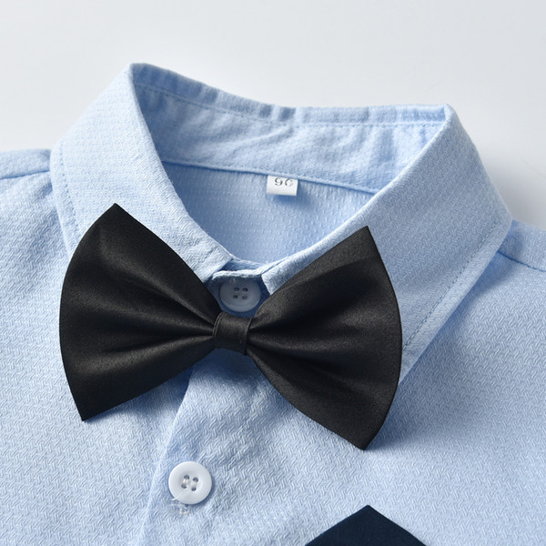 New gentlemen European and American children's shirt pure cotton long-sleeved bow-tie boy's shirt cardigan two-piece set