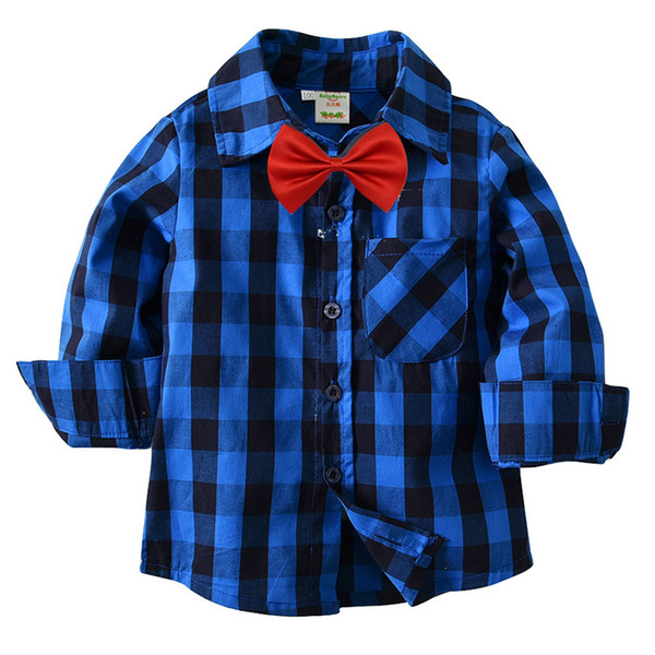 2018 Hot Sale Boys Plaid Shirt Tops Long Sleeve Shirt For Boys Spring Autumn 95% Cotton Kids Blouse Shirt Boys Children Clothing