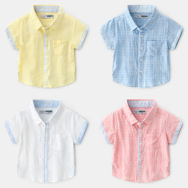 New summer foreign trade original brand children's clothing boy child cotton color matching breathable short-sleeved shirt baby shirt