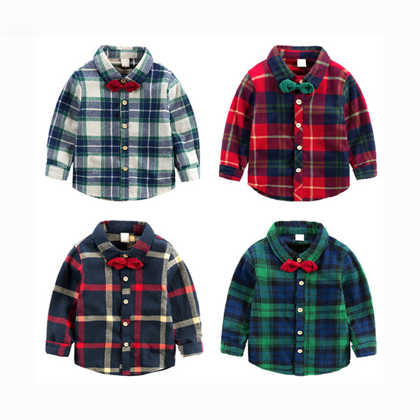 2018 New Style Fashion 1-7Y Kids Boys Clothes Long Sleeve Shirt Plaids Checks Tops Blouse Casual Child Clothing