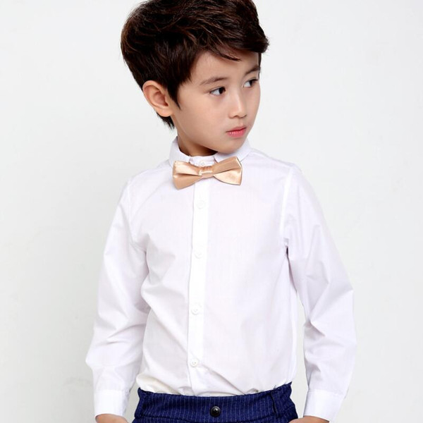 Boy Wedding Party Formal Clothes Child Shirts Long Sleeve Turn-down Collar White Black Kids School Boys Shirt Tops