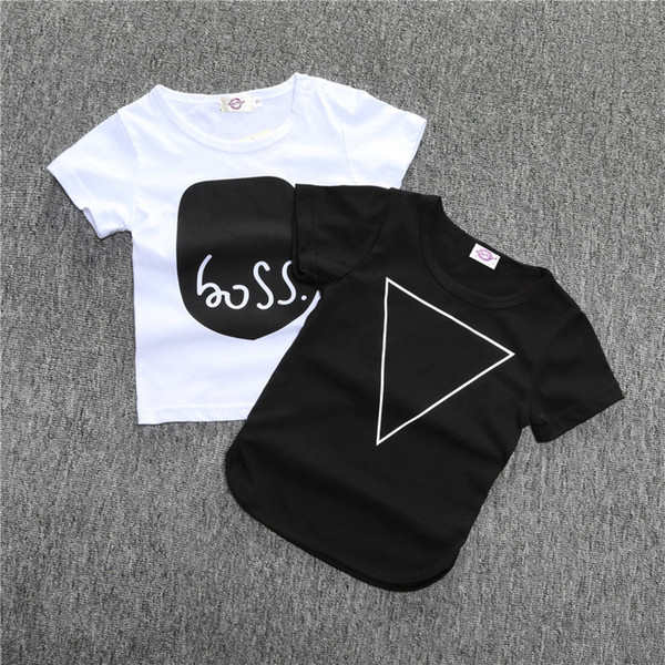 Fashion toddler boy dress shirt short sleeve cotton letters black boys shirts baby