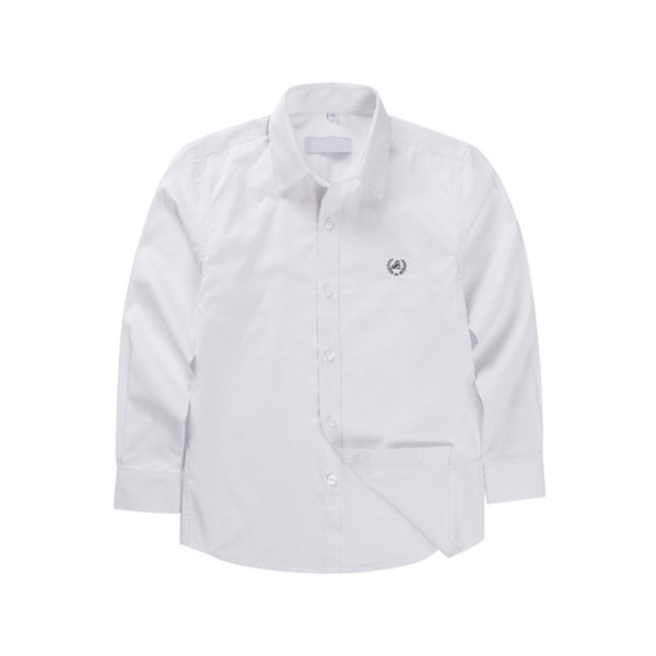 School Shirt for Boys Children's Clothing Kids Basic Shirts Solid White Cotton Turn-Down Collar Long Sleeve Formal