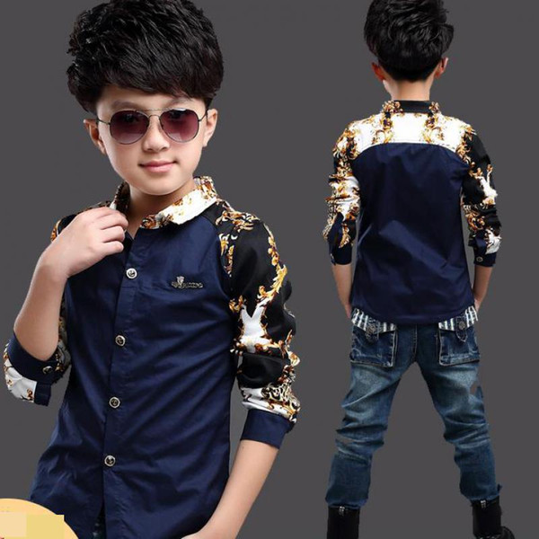 Baby Kids Print Blouses Fall Boys Long Sleeve Shirts 2019 New Arrival Fashion Hot Sale Tops Blouse Back to School Outfit Costume