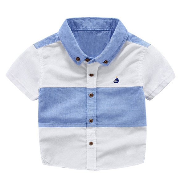 Summer Baby Boys Shirts Short Sleeve Kids Shirts for Boys Patchwork Shirt Kids Blouse Tops Children Clothing