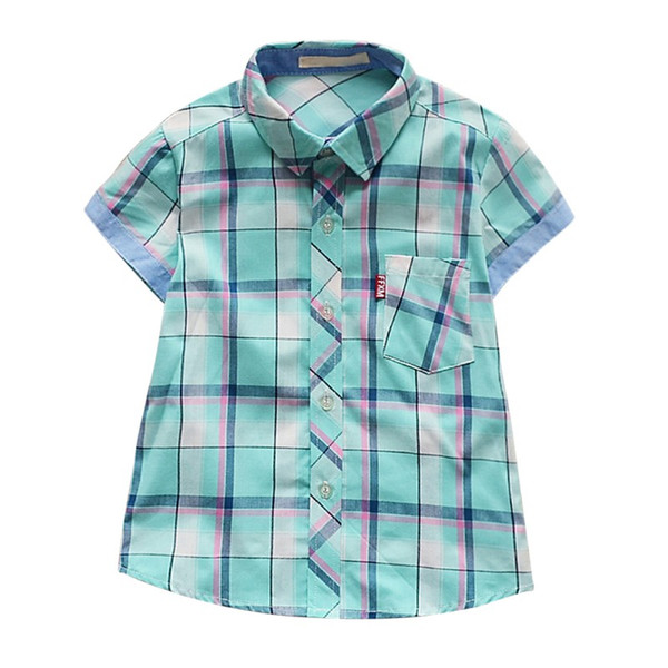 Baby Boy Shirts Short Sleeve Plaid Tops Summer Kids Boy Blouse Gentleman Outfits Boys Clothing