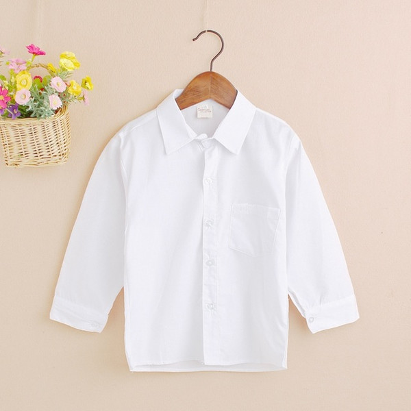 Kid Boy Lapel Formal Solid Tops Toddler Button Front White Baby Shirt Comfortable White Shirt