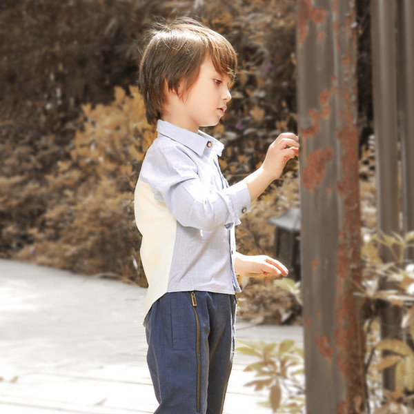 spring clothes new children's long-sleeved cotton-linen shirt boy coat boy blouses
