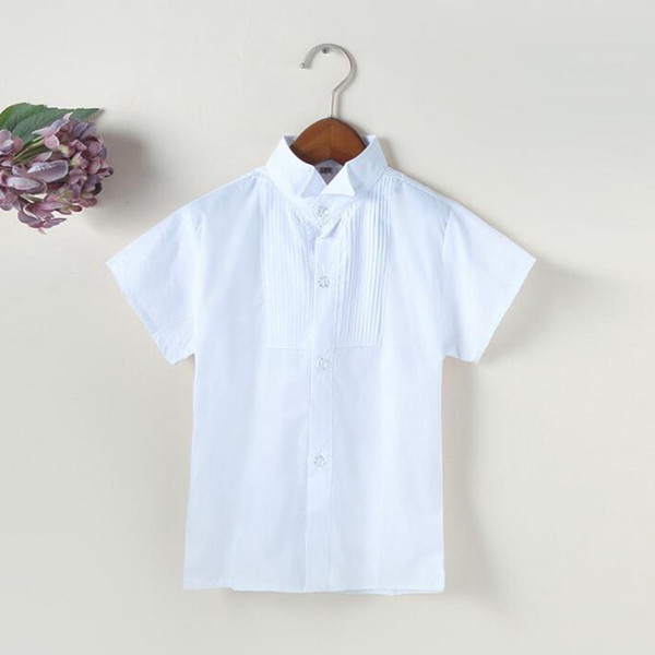 Summer Baby Toddler Teenage School Boy Clothing White Kids Boys Shirts Children Short Sleeve Clothes Tops