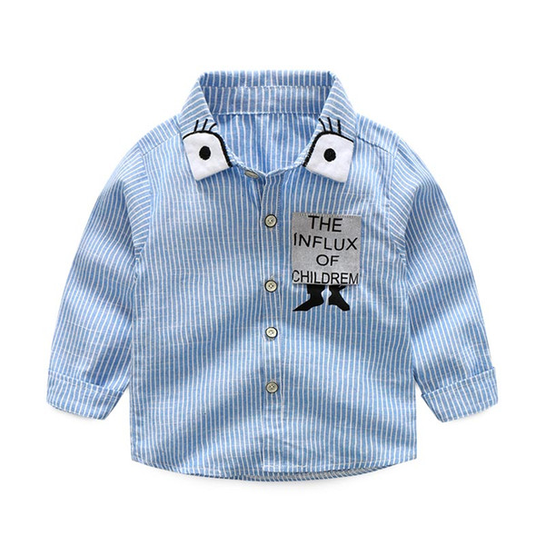 Baby Boys Shirts Coat Turn-Down Collar Baby Shirts Strips Cat Shirts Kid\'s Blouses Boy\'s Clothes Long Sleeve