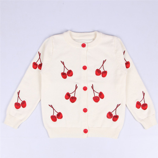 toddlers kids sweater embroidery Cherry sweet baby girls knied cardigan sweater children clothing coat girls outerwear