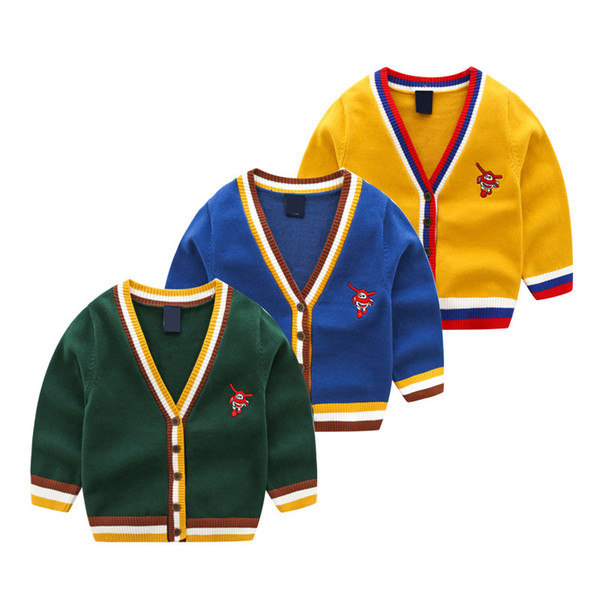 Kids Striped Cardigan Sweater Boys Cartoon Aircraft Long Sleeve Sweaters Kids Designer Clothes Toddler Boys Spring Autumn Warm Coat 06