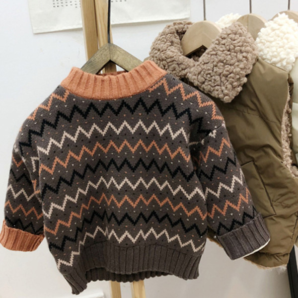 Children Designer Sweaters Boys Brand Pullover Clothing Kids Luxury Long Sleeve Clothes Striped Print Sweater New Style 2020 Autumn