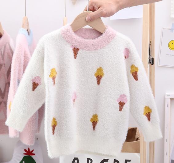 In autumn and winter of 2019 the new girl mink-like sweater Korean version baby ice-cream jacquard Pullover manufacturer sells directly