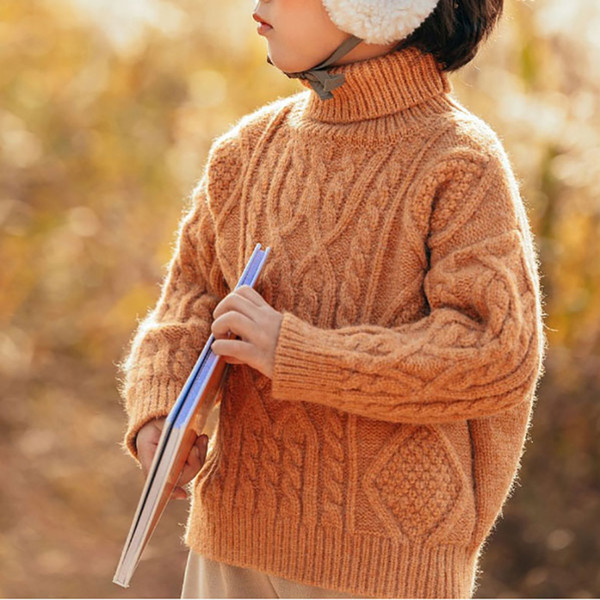 Kids Children Sweaters Spring 2019 Casual Turtleneck Knitted Sweaters For Girls Warm Boy Sweaters Cotton Girls Cardigan Clothes